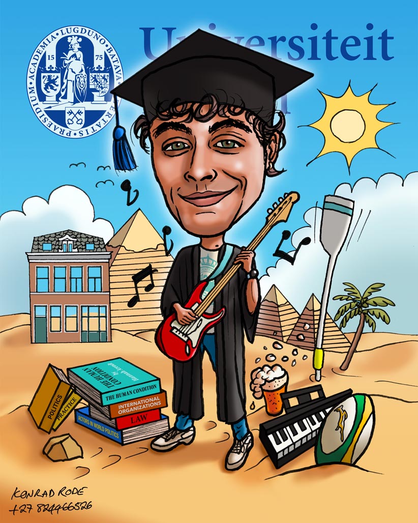 Example of a caricature of a young man as a graduation gift
